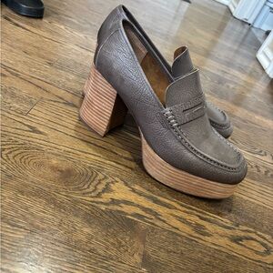 Kork-Ease Brown Leather Heeled Loafers
